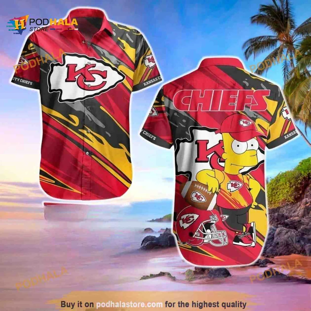Bart Simpson Kansas City Chiefs Hawaiian Shirt, Fun Cartoon Design