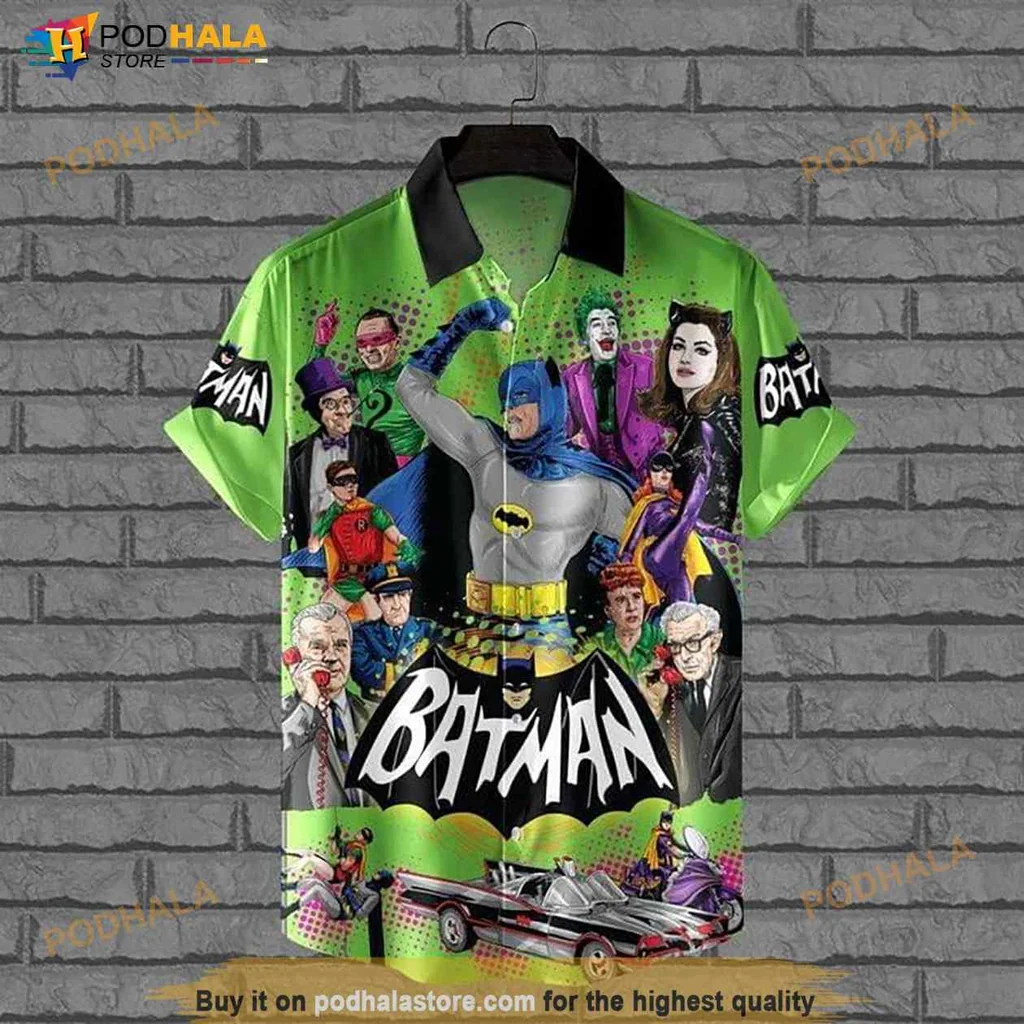 Batman Comic Book Hawaiian Shirt Featuring Iconic Characters In Vibrant Design