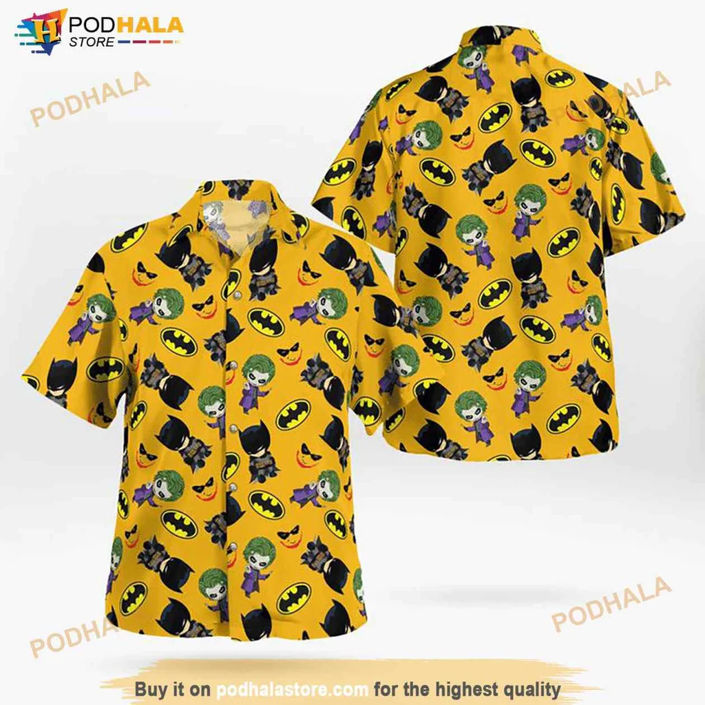 Batman Comic Book Hawaiian Shirt With Vibrant Yellow Background