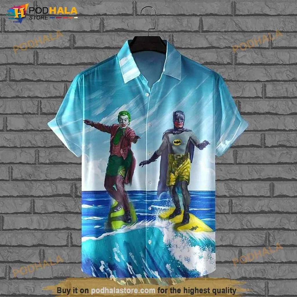 Batman Joker Surfing Hawaiian Shirt, Vibrant Summer Beach Design