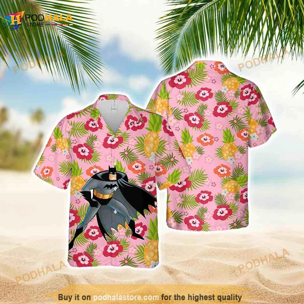 Batman Tropical Hawaiian Shirt With Colorful Hibiscus Flowers