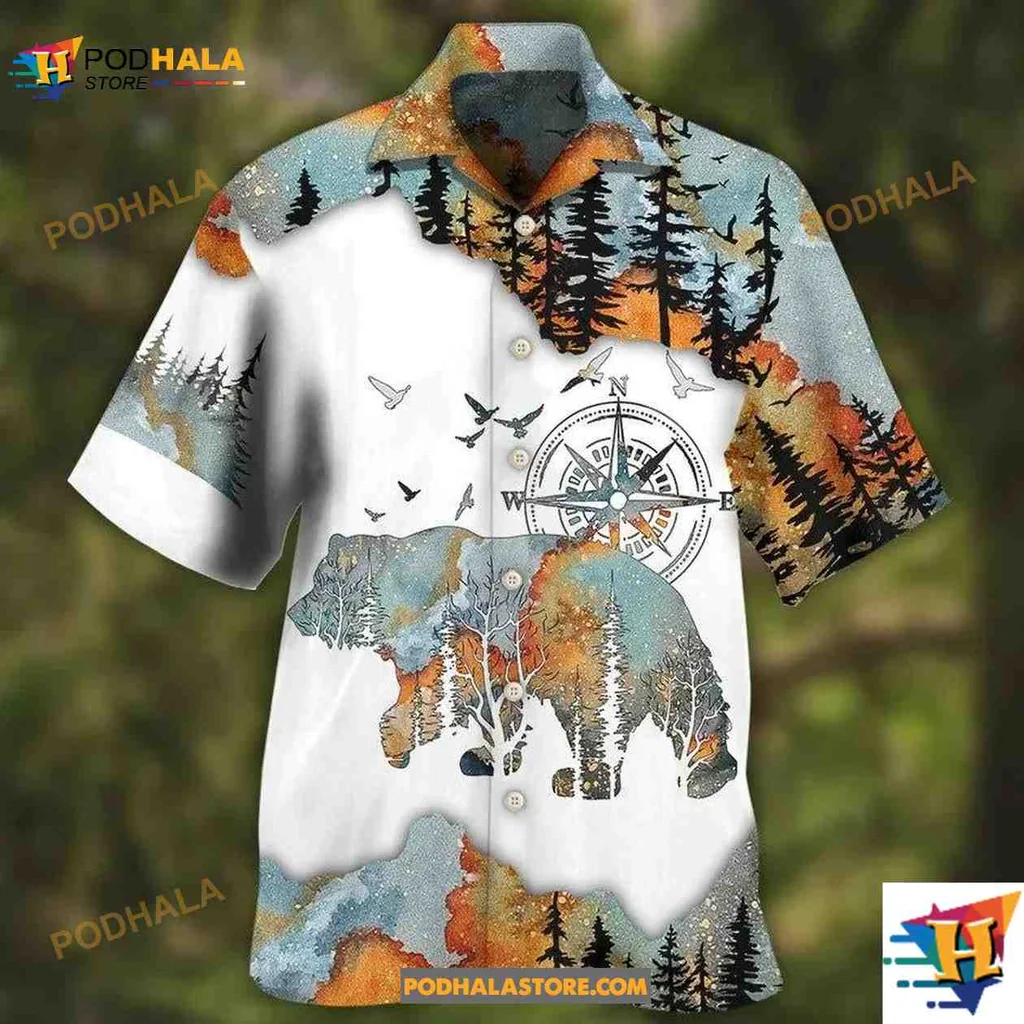 Bear Silhouette Forest Tropical Shirt With Inspirational Quote Bear Silhouette Forest Tropical Shirt With Inspirational Quote