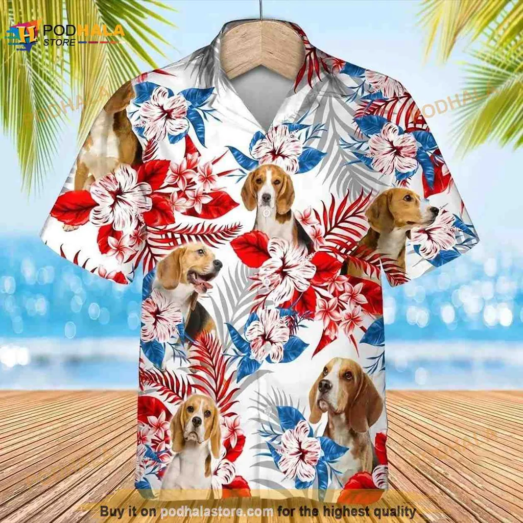 Bearded Collie Tropical Hawaiian Shirt With Colorful Floral Design
