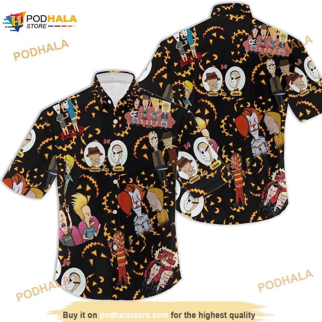 Beavis And Butt Head Halloween Shirt With Spooky Cartoon Design Beavis And Butt Head Halloween Shirt With Spooky Cartoon Design
