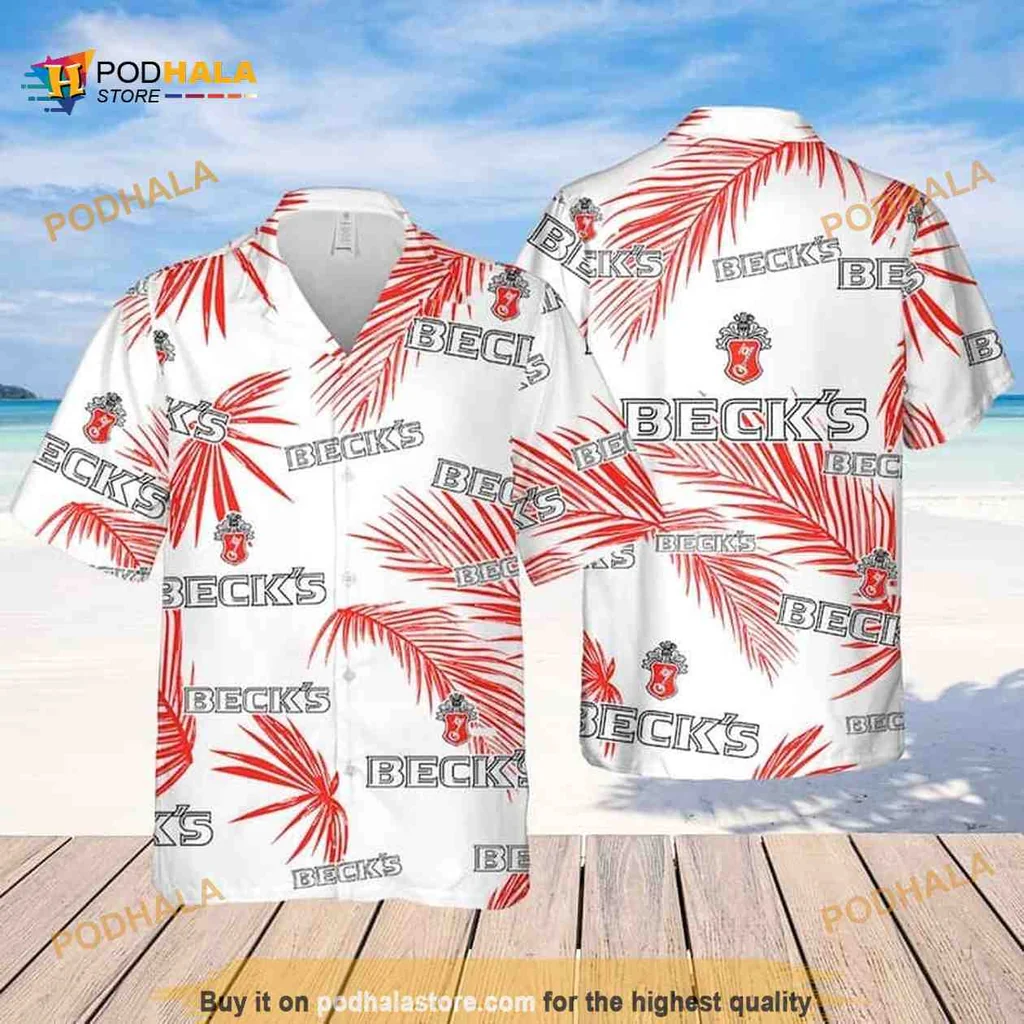 Becks Beer Palm Leaves Pattern Hawaiian Shirt For Tropical Vibes