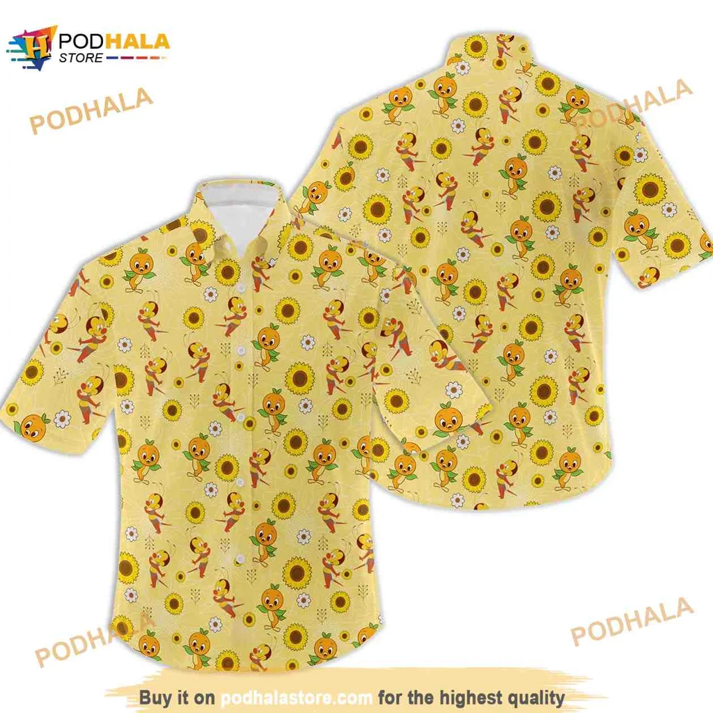 Bee And Bird Hawaiian Shirt With Playful Sunflower Pattern