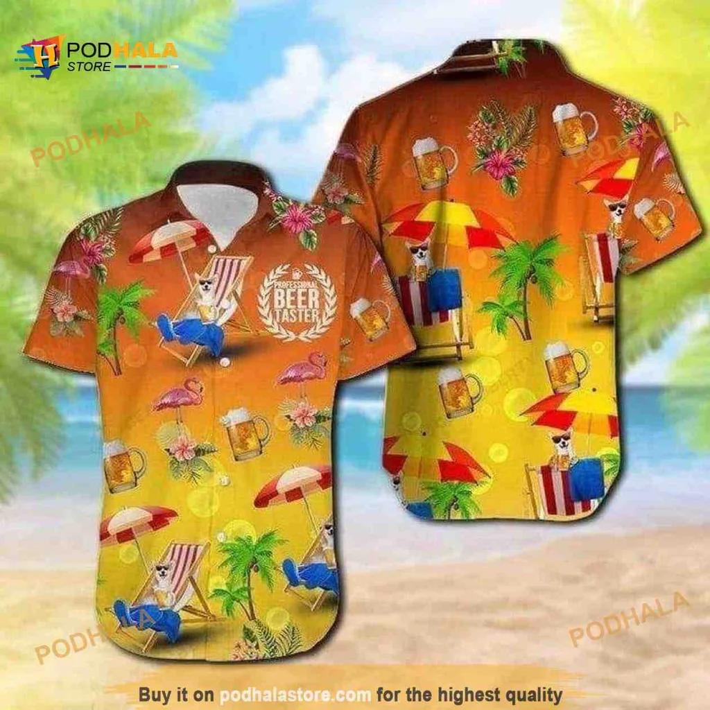 Beer Lover Hawaiian Shirt With Tropical Design And Cartoon Dog