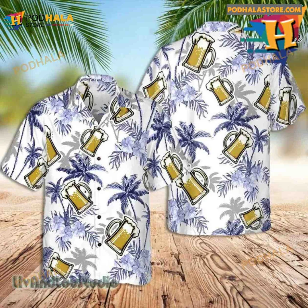 Beer Palm Tree Hawaiian Shirt With Tropical Design