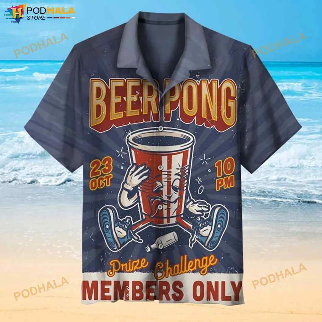 Beer Pong Challenge Hawaiian Shirt With Fun Cartoon Red Solo Cup Design