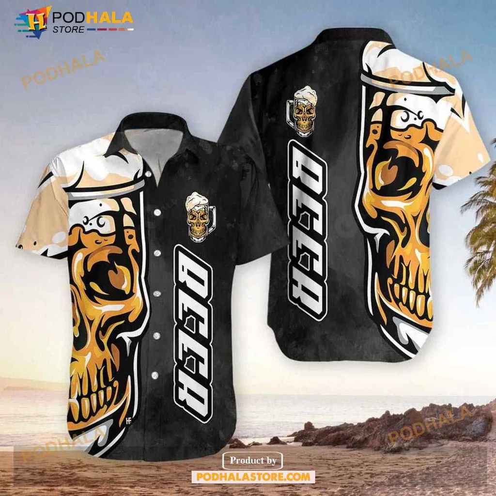 Beer Skull Hawaiian Shirt With Beer Mug Design For Fun Summer Outings