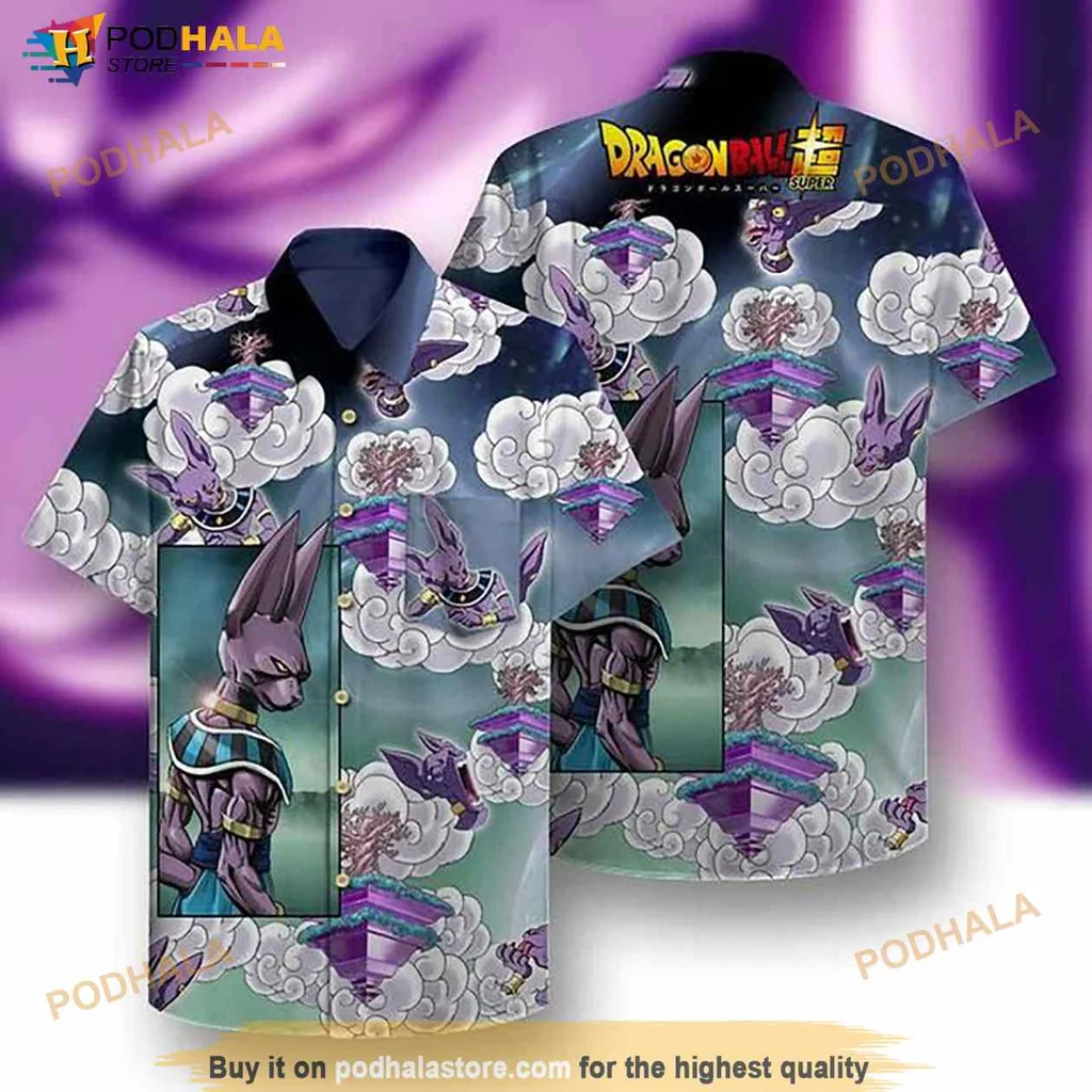 Beerus Dragon Ball Z Hawaiian Shirt With Cosmic Design