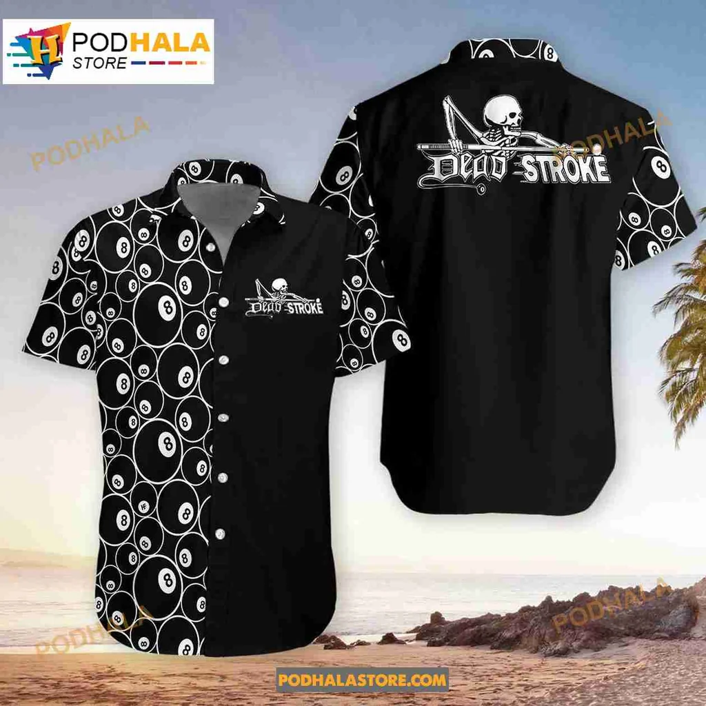 Billiards Aloha Hawaiian Shirt With Dead Stroke Design And Skull Graphic