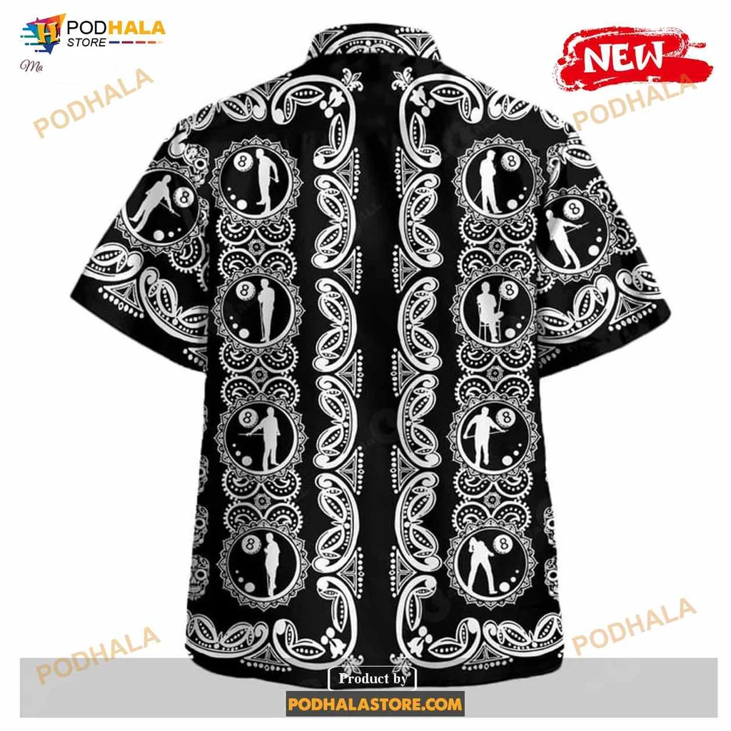 Billiards Silhouette Tropical Shirt With Playful Design For Pool Lovers Billiards Silhouette Tropical Shirt With Playful Design For Pool Lovers