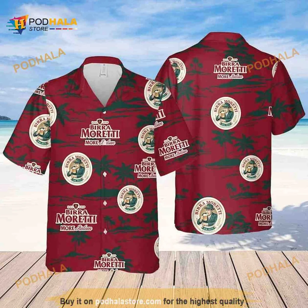 Birra Moretti Beer Hawaiian Shirt With Vintage Italian Beer Label