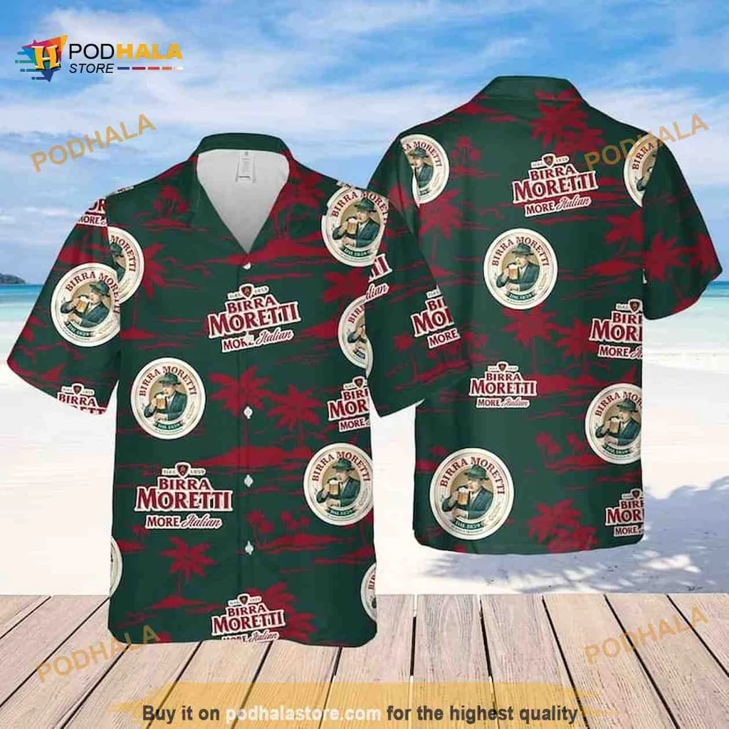 Birra Moretti Tropical Hawaiian Shirt With Beer And Tropical Motifs