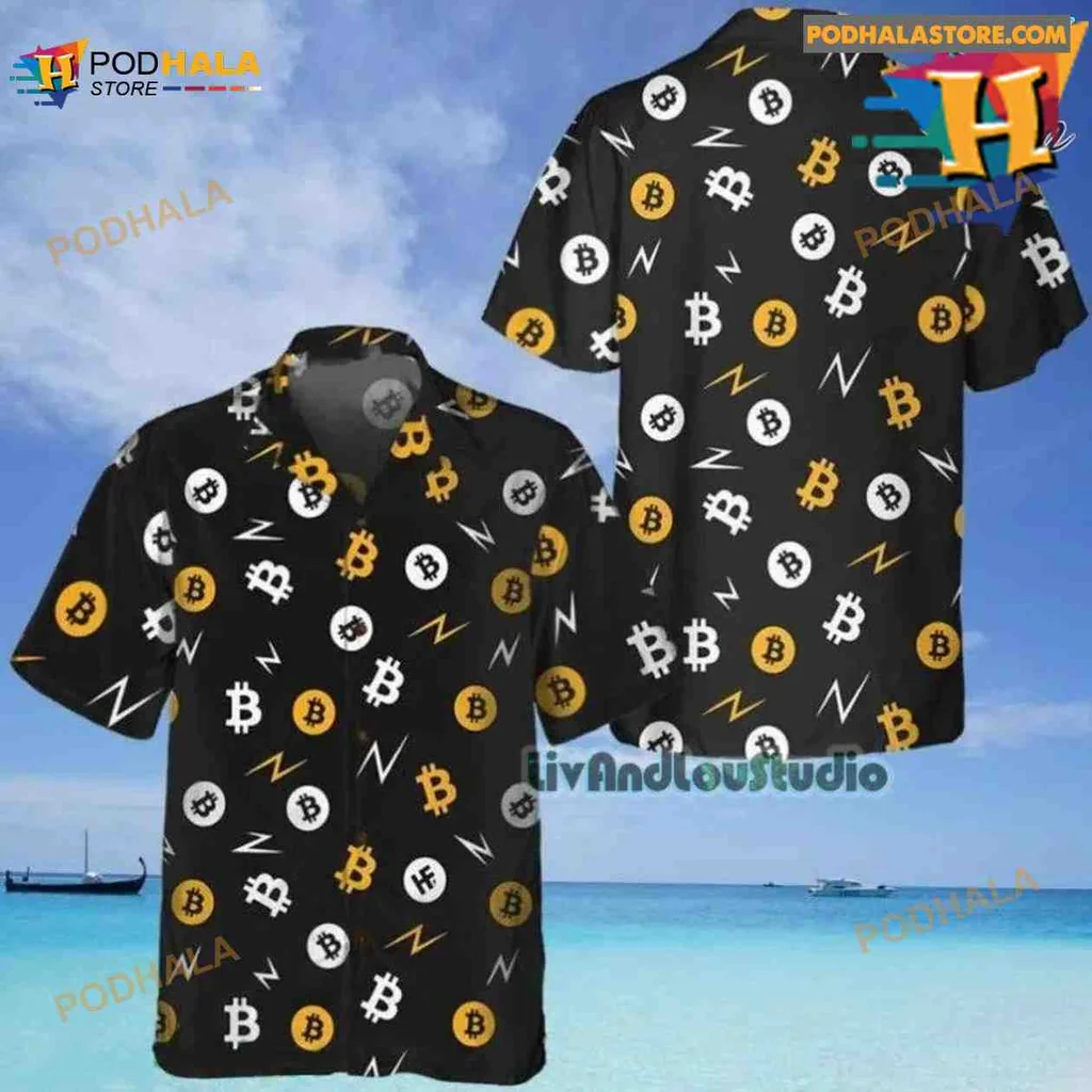 Bitcoin Cryptocurrency Hawaiian Shirt With Colorful Logos