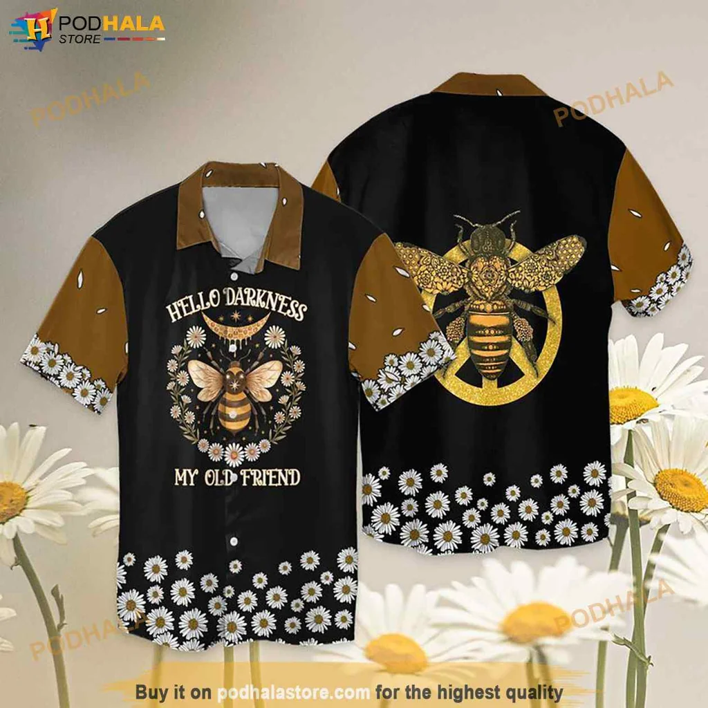 Black Bee Aloha Shirt, Hello Darkness My Old Friends Funny Shirt