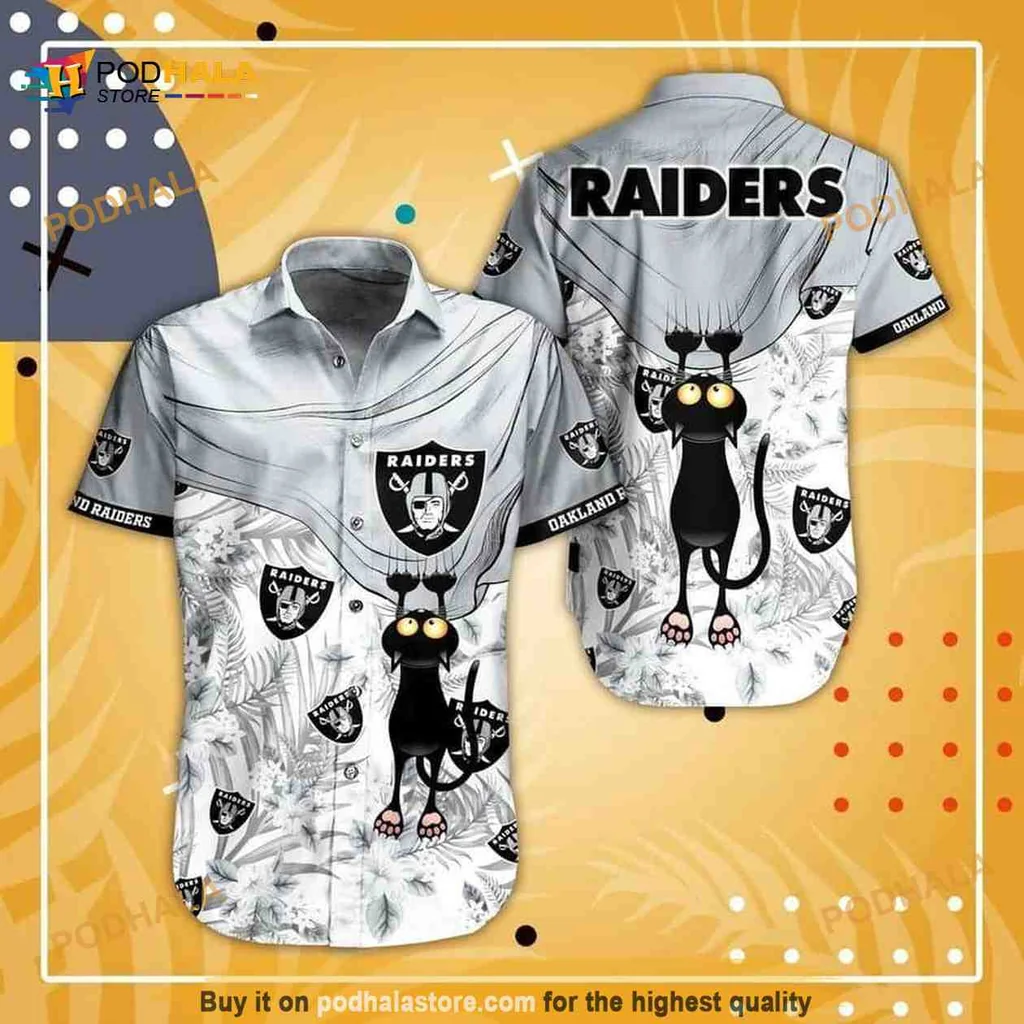 Black Cat Raiders Hawaiian Shirt With Playful Design