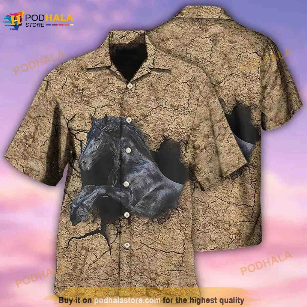 Black Horse Hawaiian Shirt, Strength And Resilience Design