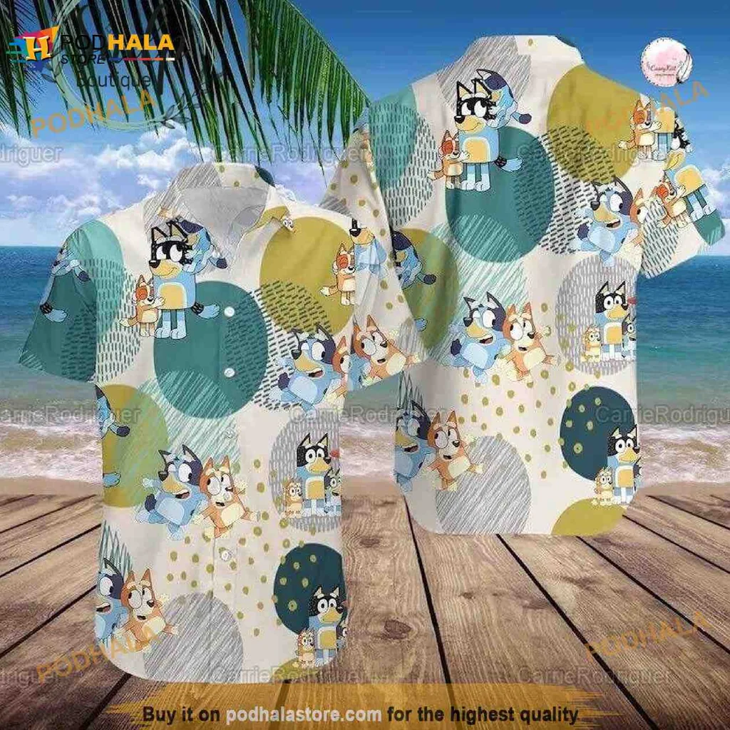 Bluey Bingo Aloha Shirt, Colorful Hawaiian Shirt For Kids And Fans