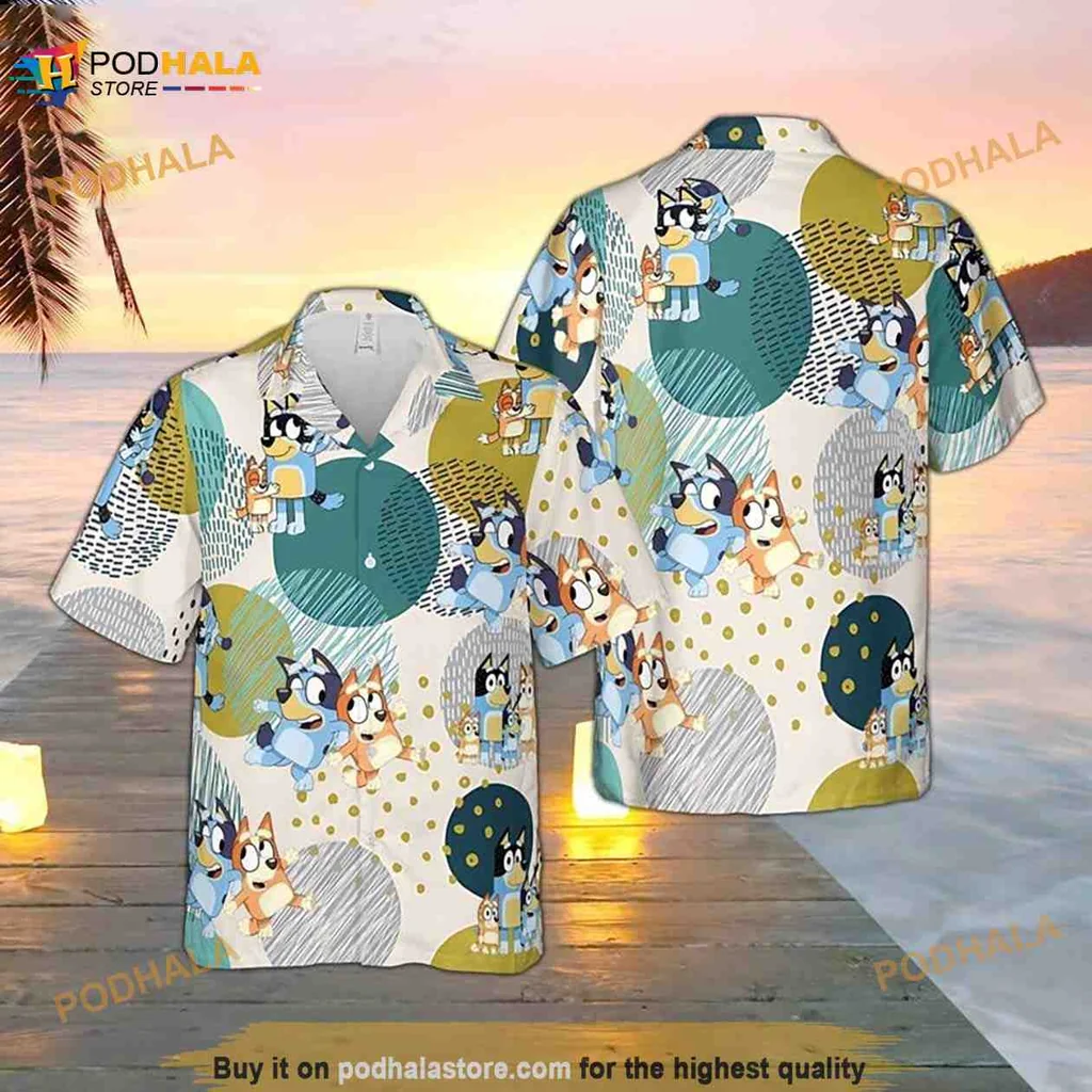 Bluey Bingo Aloha Shirt With Colorful Playful Design
