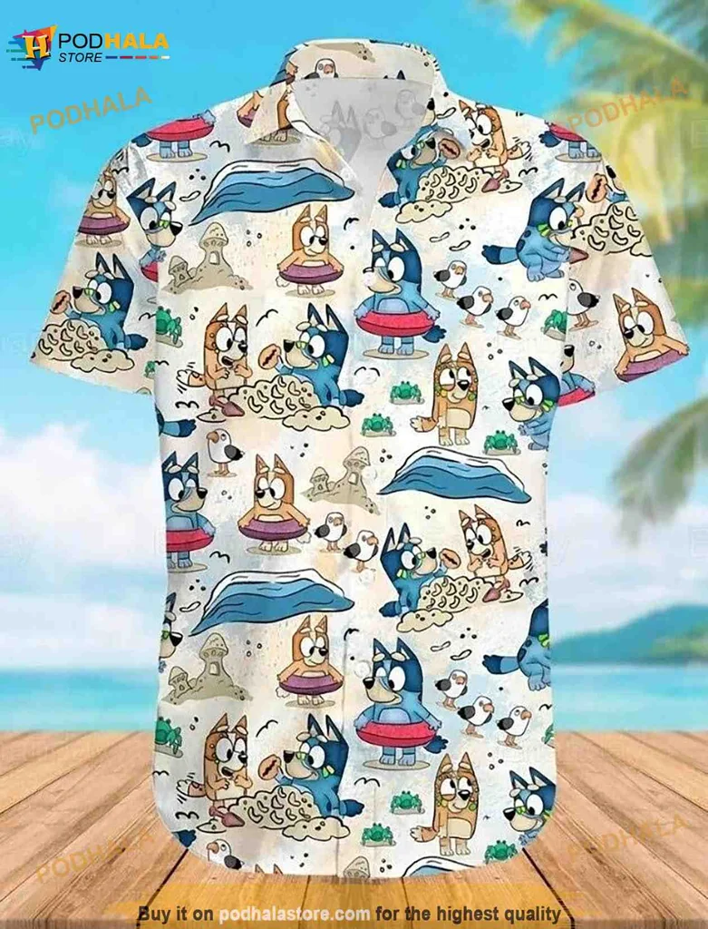 Bluey Bingo Family Hawaiian Shirt, Fun Beach Vacation Design