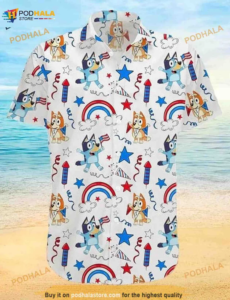 Bluey Bingo Hawaiian Shirt With Colorful Celebration Design