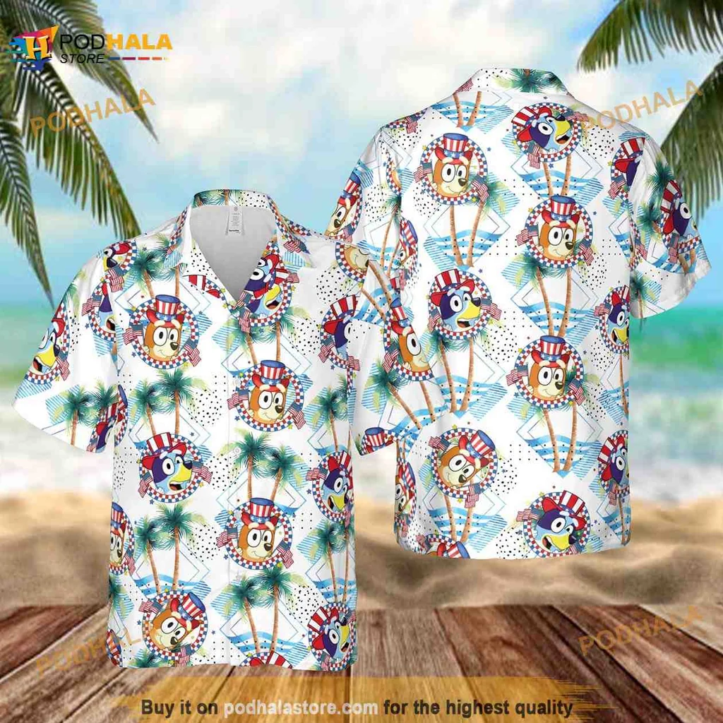 Bluey Bingo Patriotic Hawaiian Shirt For 4th Of July Celebrations
