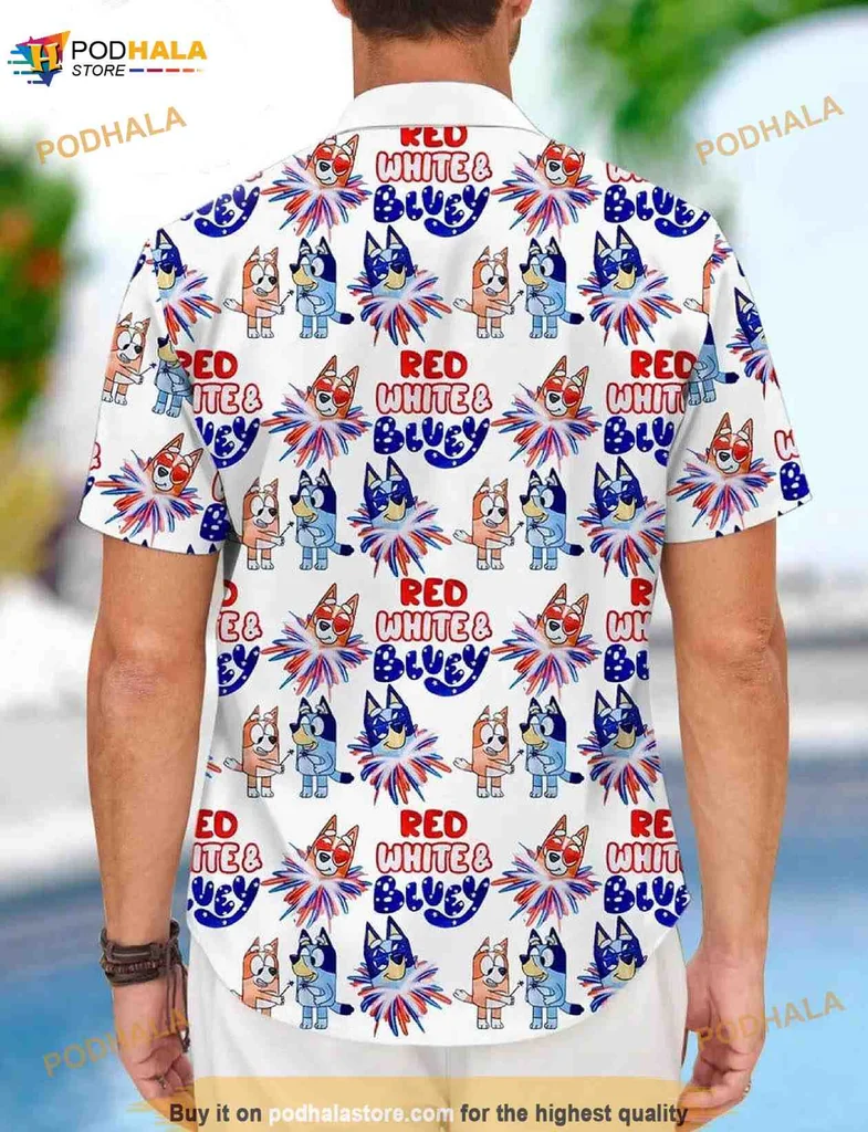 Bluey Bingo Patriotic Hawaiian Shirt For Independence Day Celebrations