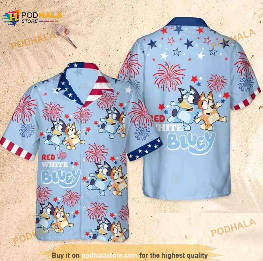 Bluey Cartoon Dogs Hawaiian Shirt, Fun Family Design For Celebrations