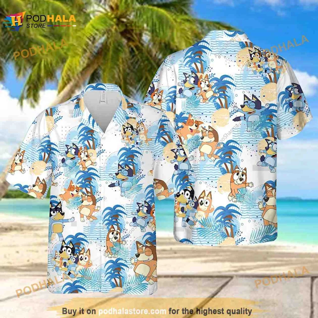 Bluey Family Hawaiian Shirt Featuring Bluey Bingo And Bandit