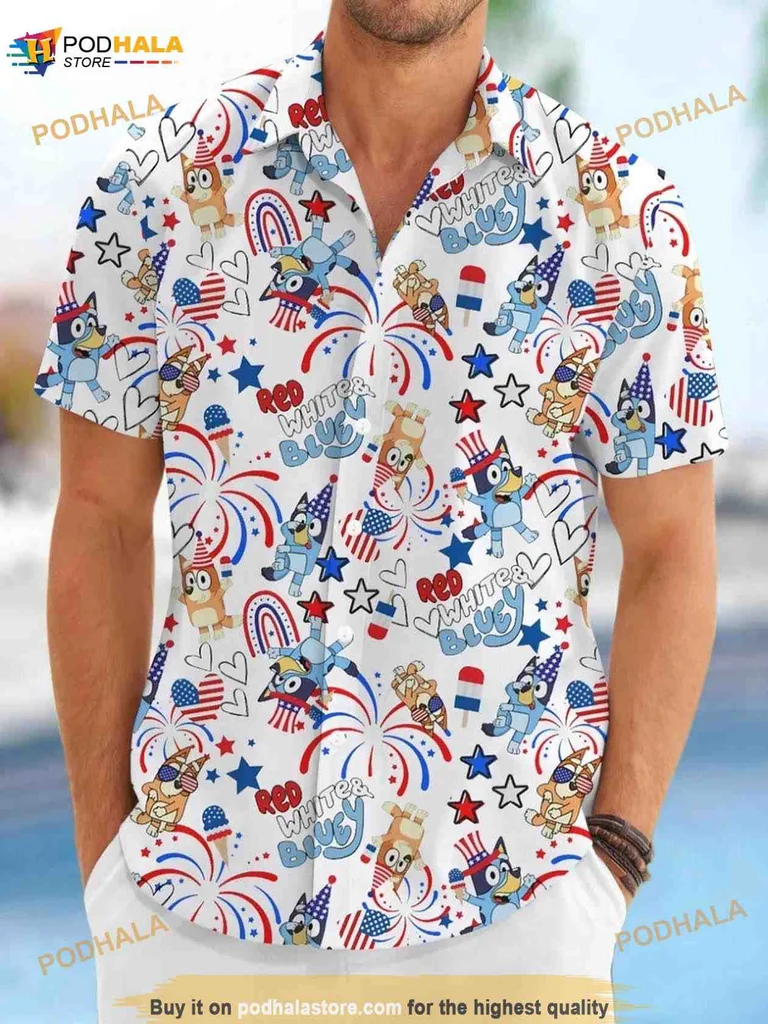 Bluey Family Hawaiian Shirt With Bluey And Bingo Characters