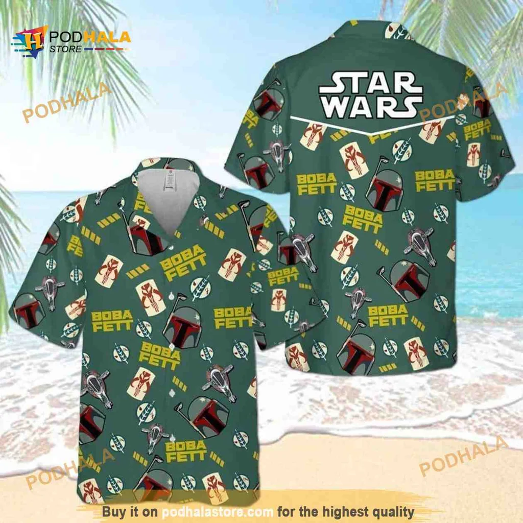 Boba Fett Tropical Hawaiian Shirt Featuring Star Wars Motifs
