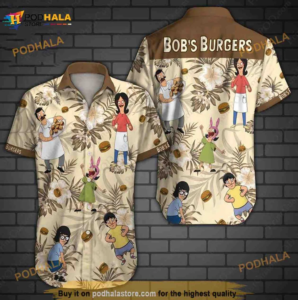 Bobs Burgers Cartoon Hawaiian Shirt With Fun Characters And Tropical Vibe