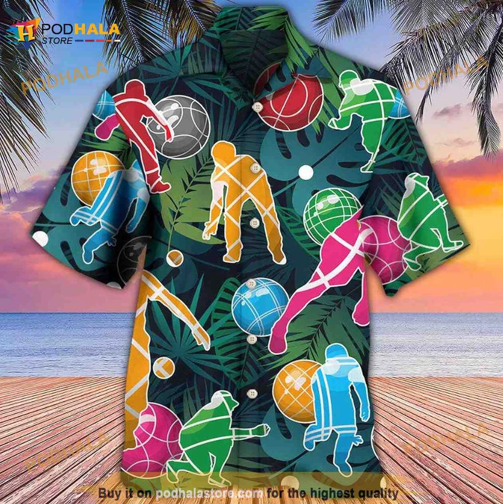 Bocce Ball Tropical Hawaiian Shirt With Colorful Game Design