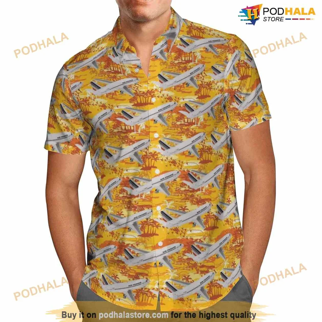 Boeing 737 200 Hawaiian Shirt With Tropical Design And Airplane Pattern
