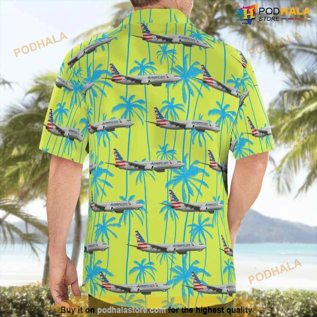 Boeing 737 800 Aloha Shirt With Tropical Palm Trees And American Airlines Logo Boeing 737 800 Aloha Shirt With Tropical Palm Trees And American Airlines Logo