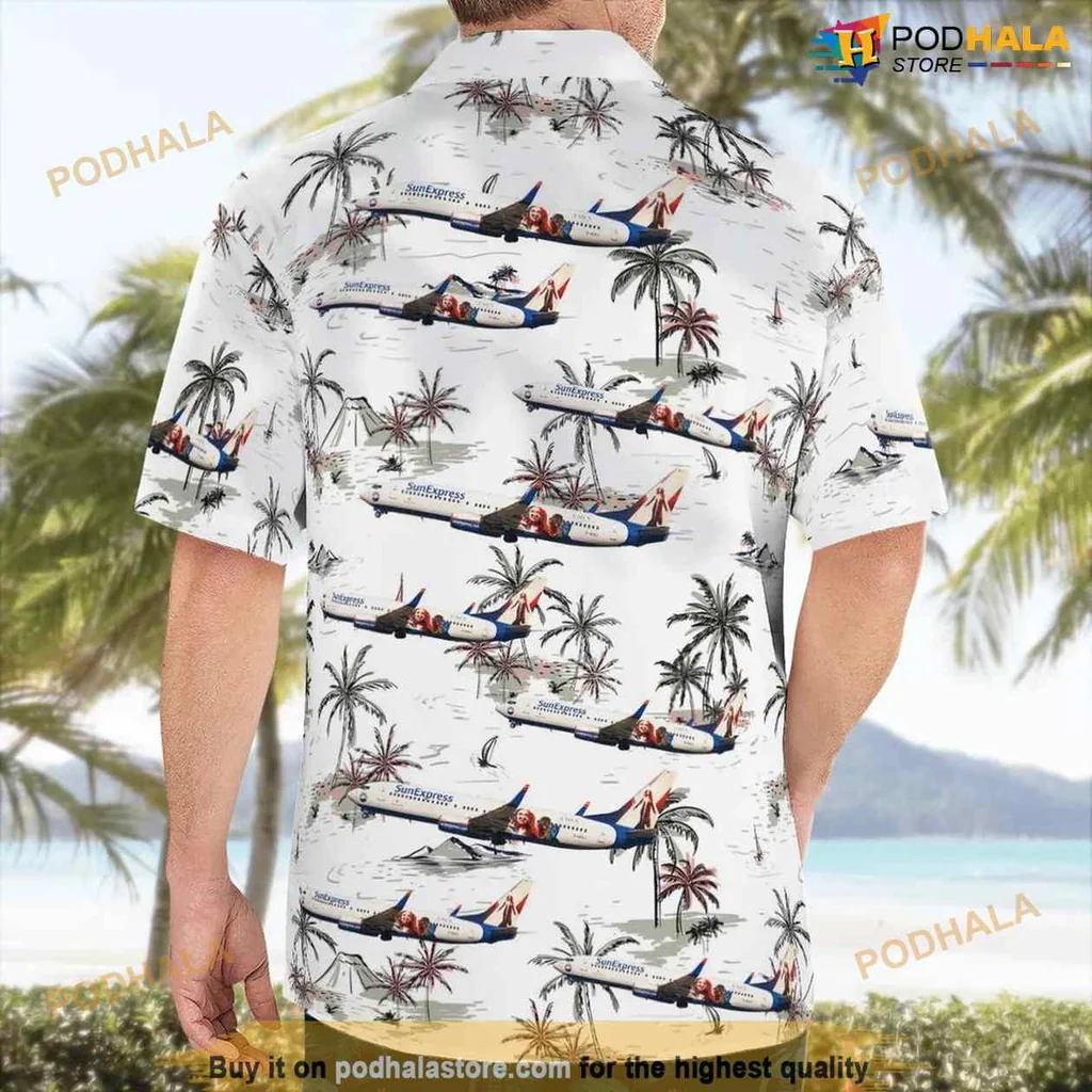 Boeing 737 Aviation Aloha Shirt With Tropical Print And Palm Trees Boeing 737 Aviation Aloha Shirt With Tropical Print And Palm Trees