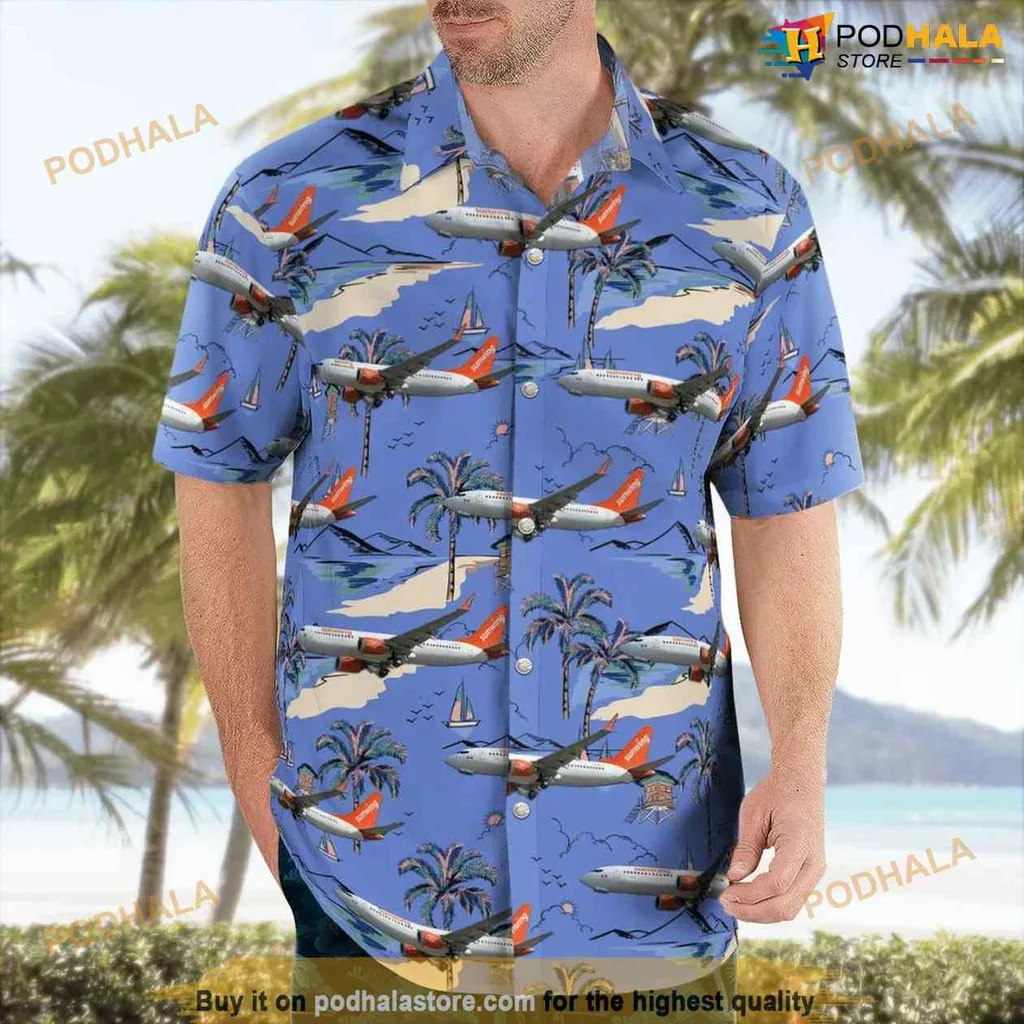 Boeing 737 Max 8 Hawaiian Shirt Featuring Tropical Planes And Palm Trees