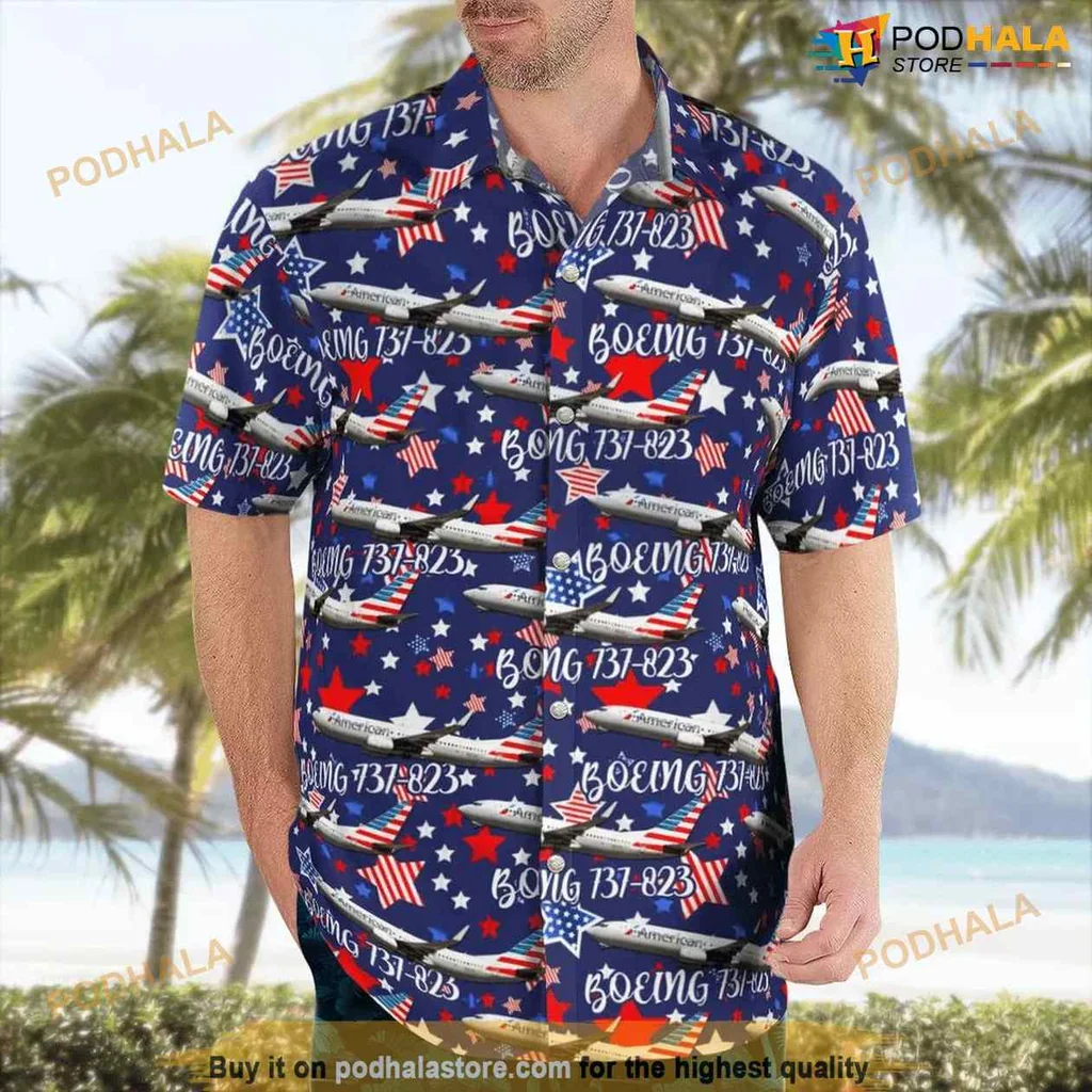 Boeing 737 Patriotic Hawaiian Shirt With Independence Day Design