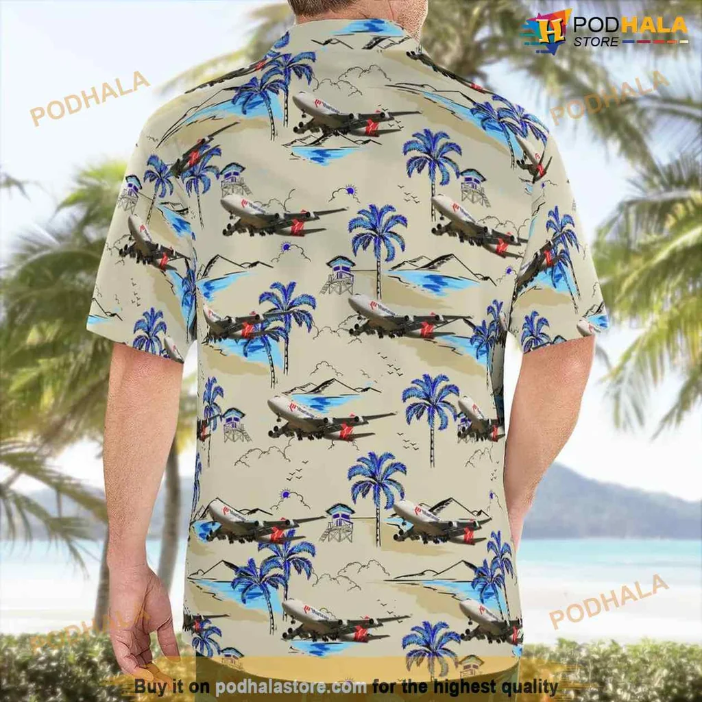 Boeing 747 Aviation Aloha Shirt With Tropical Palm Tree Design Boeing 747 Aviation Aloha Shirt With Tropical Palm Tree Design