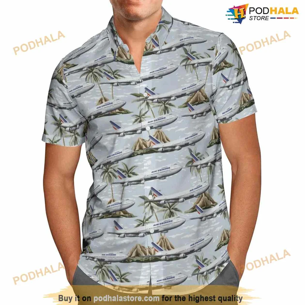 Boeing 747 Tropical Hawaiian Shirt With Vibrant Vacation Design