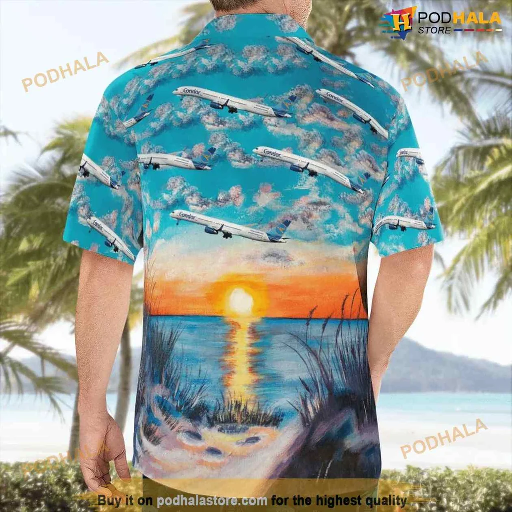 Boeing 757 Aviation Aloha Shirt With Tropical Beach Sunset Design Boeing 757 Aviation Aloha Shirt With Tropical Beach Sunset Design