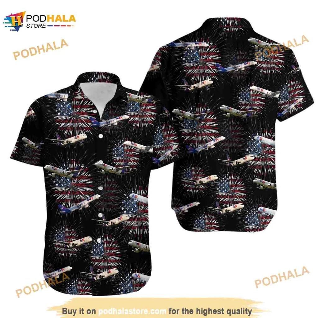 Boeing 757 Fireworks Hawaiian Shirt, American Proud Summer Design
