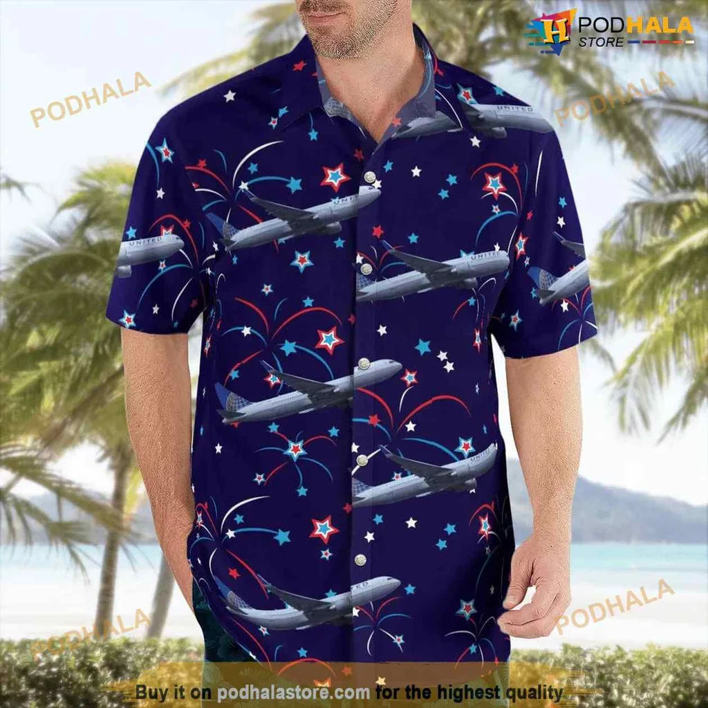 Boeing 767 Aviation Aloha Shirt With Colorful Airplane Pattern