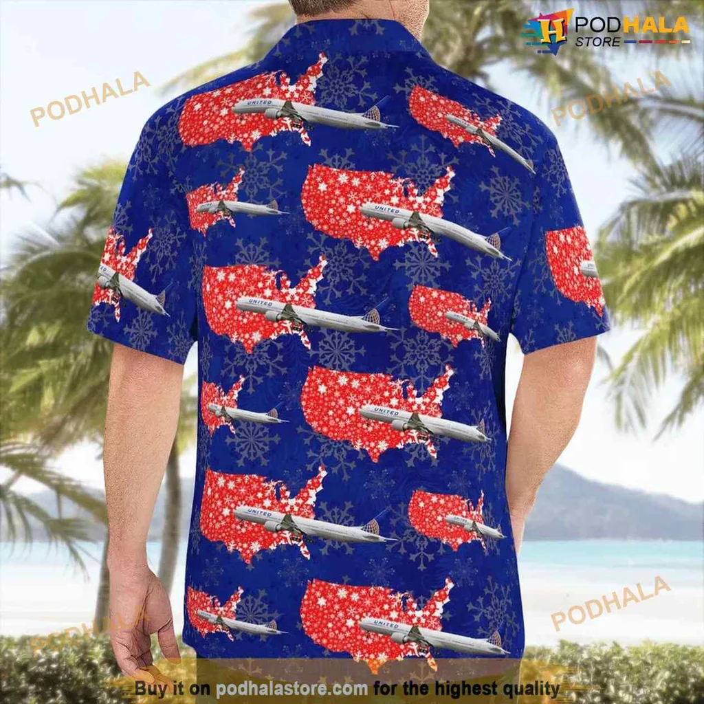 Boeing 777 Aviation Aloha Shirt With Christmas Motif And Tropical Vibe Boeing 777 Aviation Aloha Shirt With Christmas Motif And Tropical Vibe