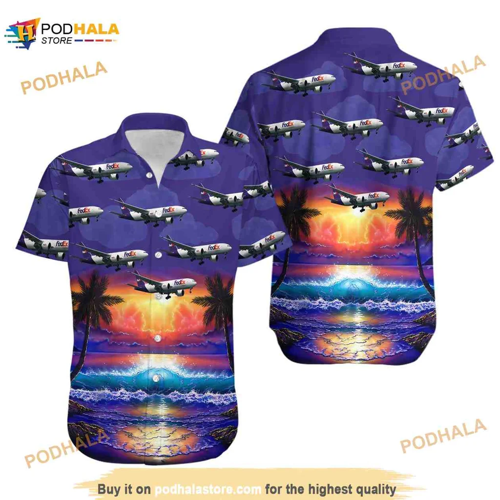Boeing 777 Tropical Sunset Hawaiian Shirt With Vibrant Aircraft Design