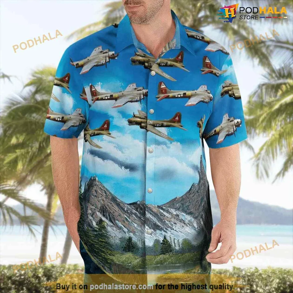 Boeing B 17 Flying Fortress Hawaiian Shirt With Vibrant Aircraft Design