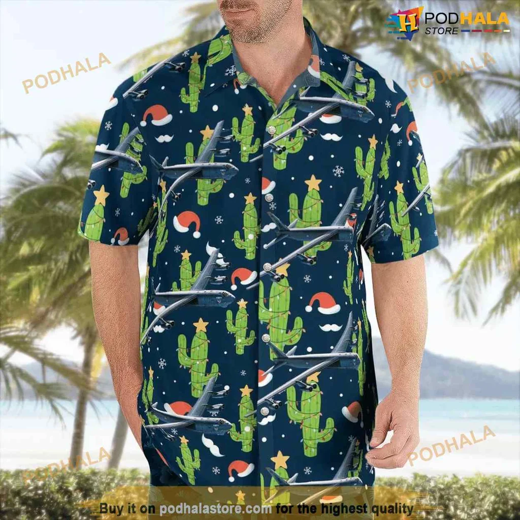 Boeing B 52 Stratofortress Hawaiian Shirt With Festive Holiday Design
