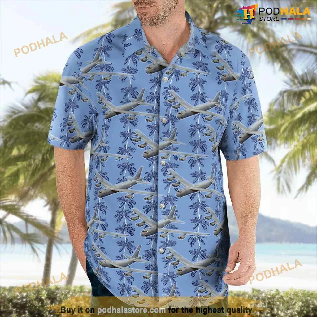 Boeing B 52 Stratofortress Hawaiian Shirt With Tropical Palm Design